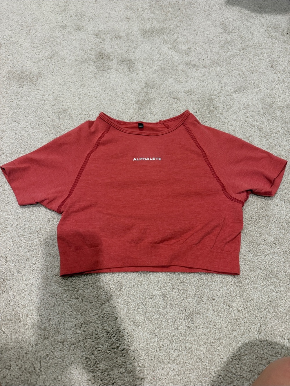 Alphalete Crimson Red Ribbed Crop Tee